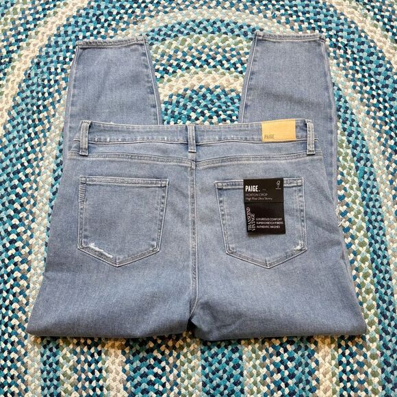 Paige Light Denim Hoxton Crop Fiesta Destructed Jeans Women's 22 New Tags - Picture 10 of 10